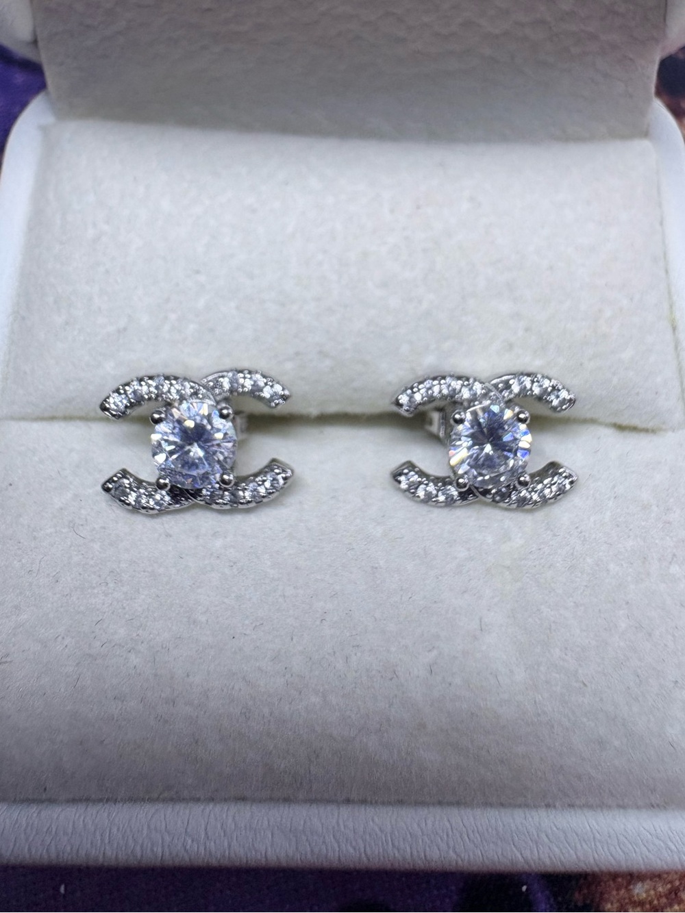 Pave Crystal Interlocking Stud Earrings - S925 NWOT